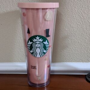 RARE Starbucks Tumbler X Bando Ban.do ~ Pink Sweater Weather Stay Cozy 24oz